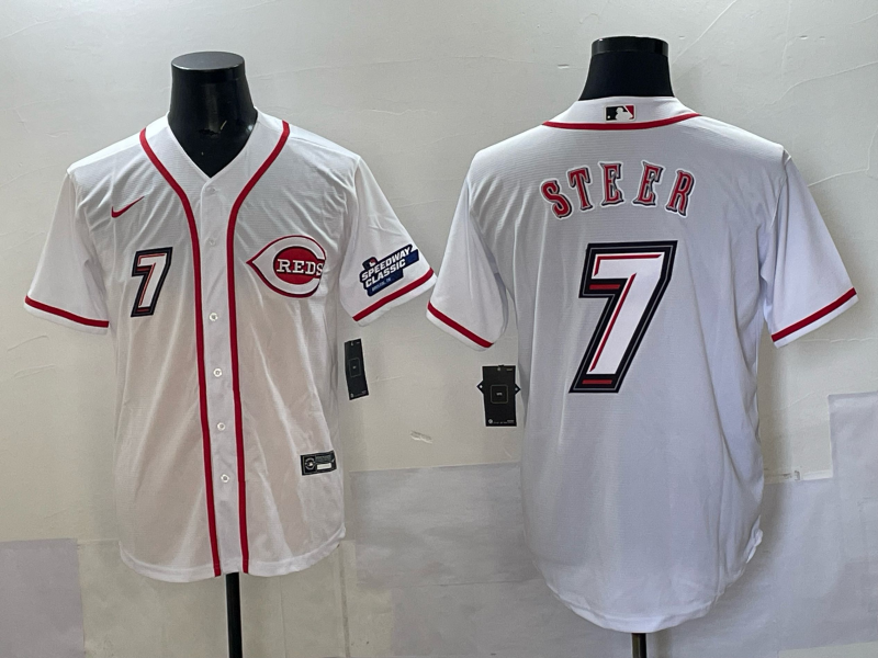 Men Cincinnati Reds #7 Steer white 2025 Nike MLB Jersey 004